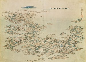 日本列島の空撮、1820年頃（紙にwc） 作： Japanese School